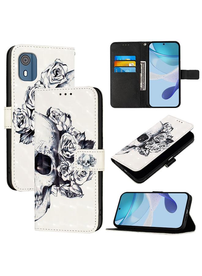 اس-توب جراب لهاتف Nokia C02 بتصميم ثلاثي الأبعاد من الجلد قابل للطي أفقيًا - Image 1