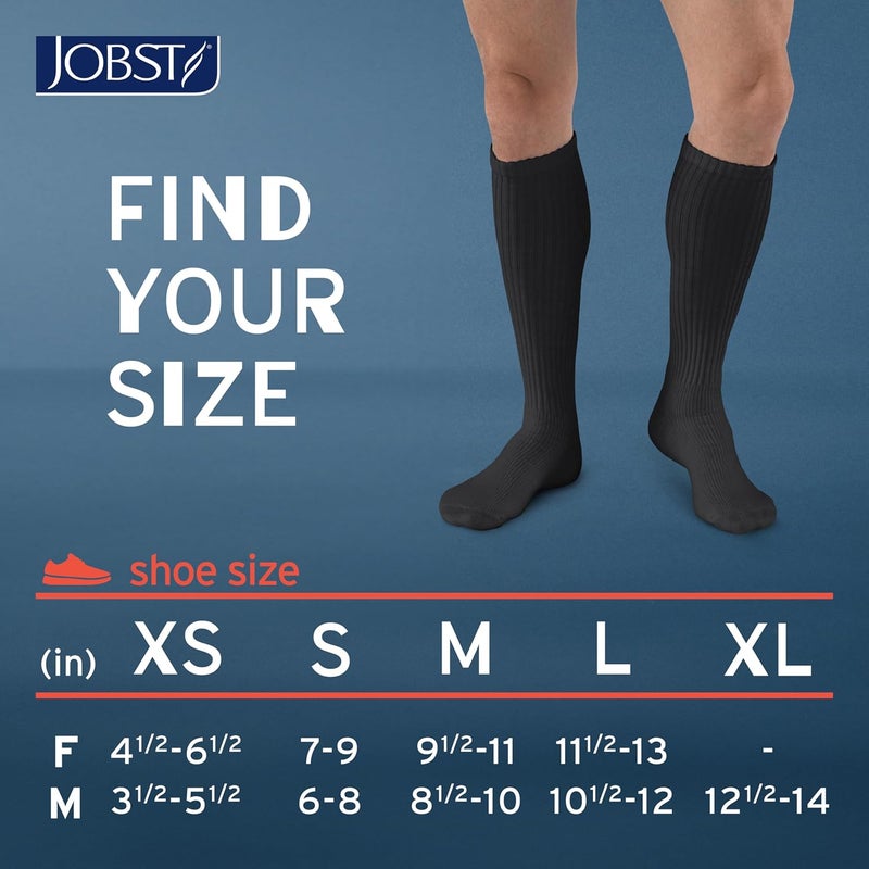 JOBST جوارب ضغط JOBST SensiFoot لمرضى السكري للرجال والنساء 815 مم زئبقي مع أصابع بدون خياطة وإدارة الرطوبة padding إضافي في منطقة الأصابع والقدم والكعب بطول الركبة بأصابع مغلقة باللون الأسود كبير - Image 4
