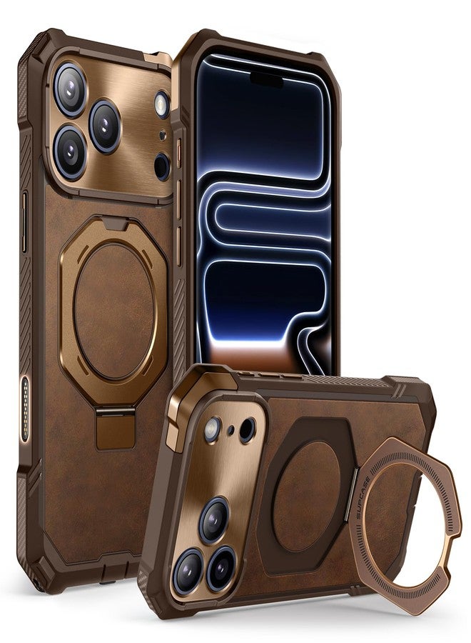 SUPCASE for iPhone 17 Pro Max Case with Kickstand (Unicorn Beetle Grip), [Camera Control Cover] [Compatible with MagSafe] [Military-Grade Drop Protection] Premium Leather Magnetic Phone Case, Brown - Image 1