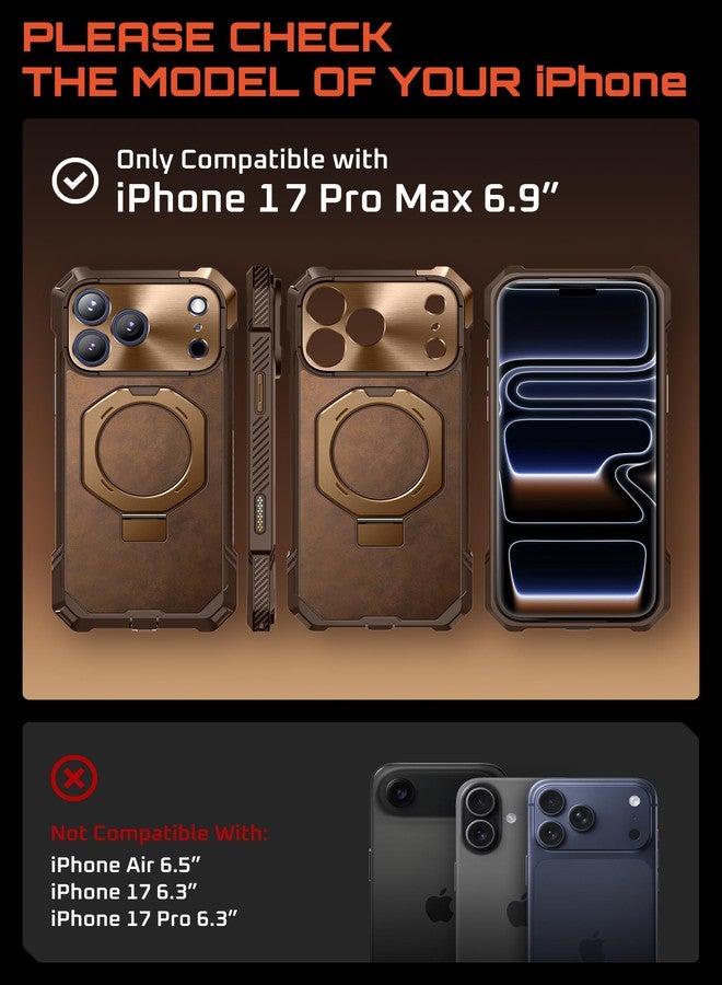 SUPCASE for iPhone 17 Pro Max Case with Kickstand (Unicorn Beetle Grip), [Camera Control Cover] [Compatible with MagSafe] [Military-Grade Drop Protection] Premium Leather Magnetic Phone Case, Brown - Image 2