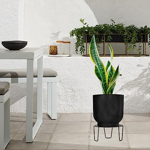 ecofynd Flora Metal Planter Stand for Living Room, Plant Stand for Balcony, Flower Pot Holder for Indoor & Outdoor, Garden Rack for Patio Plants, Pack of 2, (Black) - Image 4