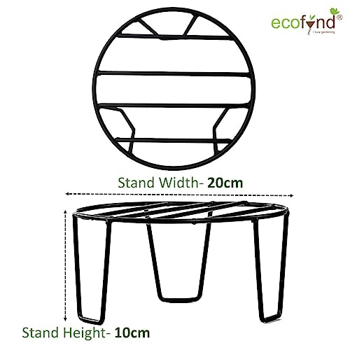 ecofynd Flora Metal Planter Stand for Living Room, Plant Stand for Balcony, Flower Pot Holder for Indoor & Outdoor, Garden Rack for Patio Plants, Pack of 2, (Black) - Image 3