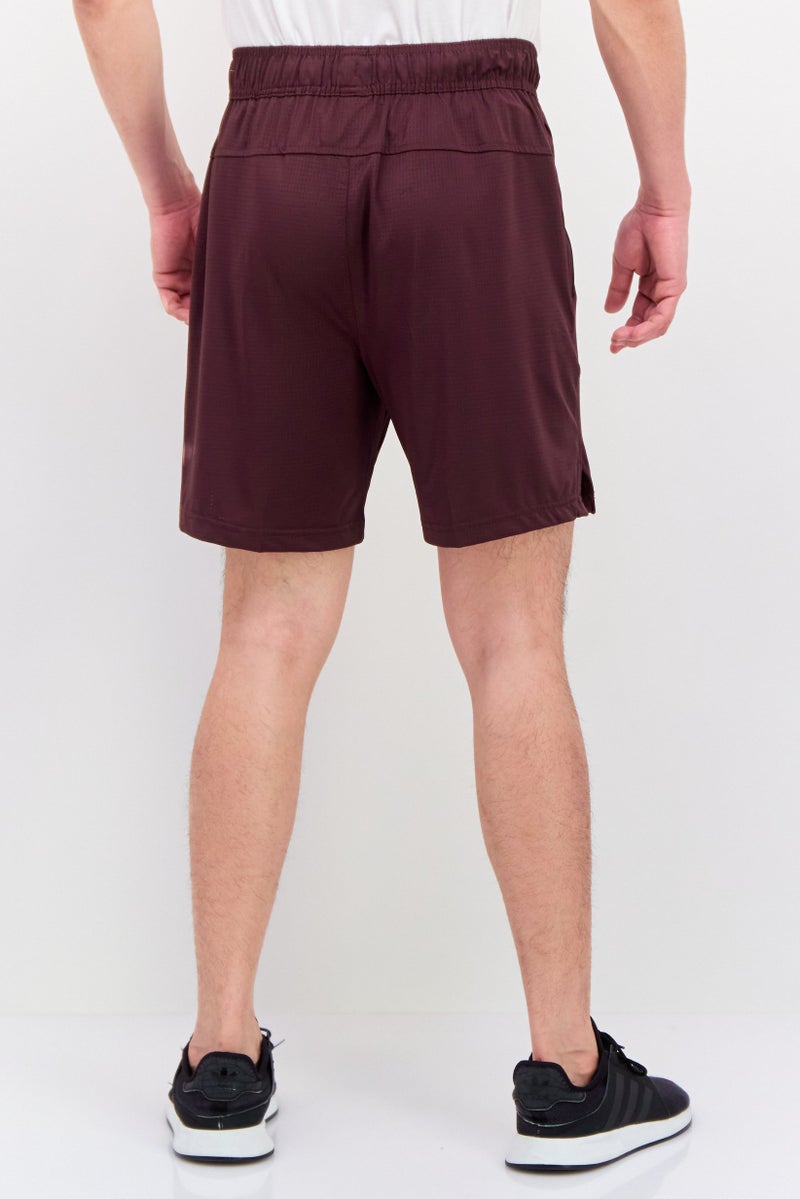 Legend Men Sportswear Fit Drawstring Training 7 Inseam Shorts, Maroon - Image 3