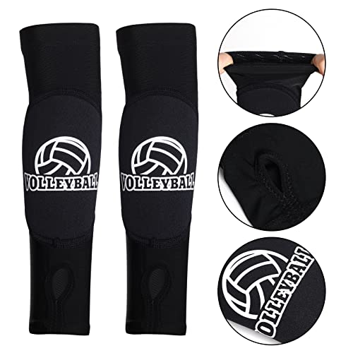 obmwang 2 Pieces Volleyball Accessories Including Volleyball Knee Pads and Arm Sleeves with Protection Pads and Thumb Hole for Women Girls Teens(Black) - Image 3