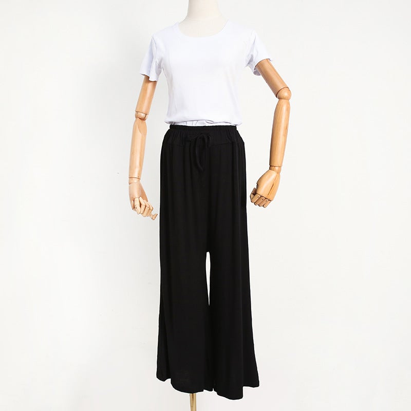 Japanese Plus-Size Casual Loose High-Waist Pants Black  - Image 1