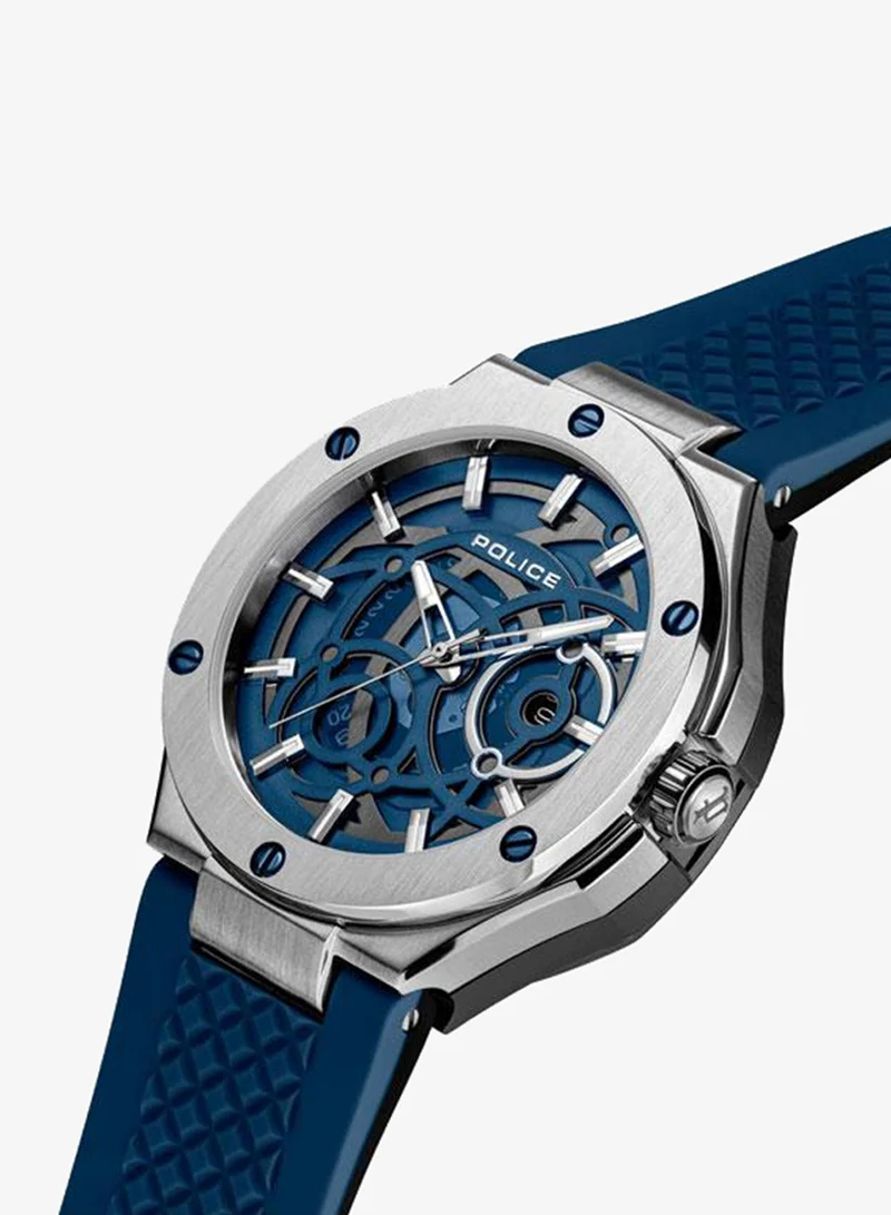 Police Dual Black &amp; Navy Dial Black &amp; Navy Silicone Strap Multifunction Watch Set for Men - 42mm