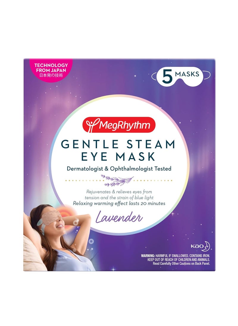MegRhythm MegRhythm by Kao Gentle Steam Eye Mask Lavender Rejuvenates Eyes Reduces the look of puffy eyes Dermatologist and Ophthalmologist Tested 5 Count 