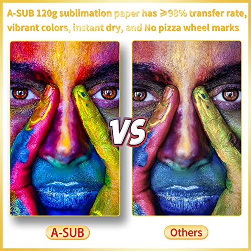 A-SUB Sublimation Paper 13x19 Inch 120GSM, 110 Sheets - Compatible with Inkjet Printers & Sublimation Inks, High Transfer Efficiency for T-Shirts, Mugs, Crafts - Image 2