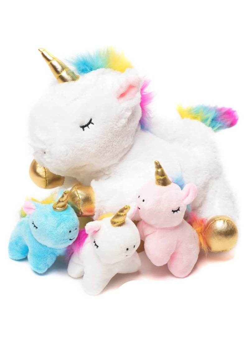 Unicorn Plush Toys for Girls Ages; Stuffed Unicorn Doll with 3 Baby Unicorns in her Tummy; Toys for Girls - Image 1