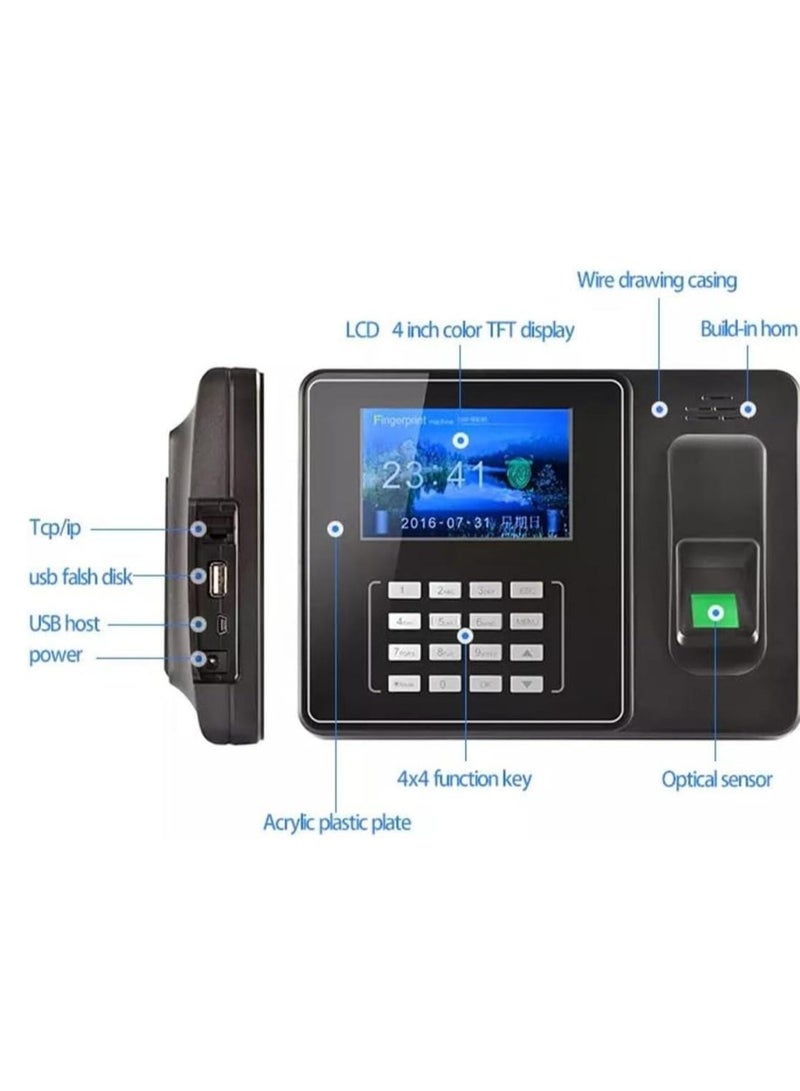 Fingerprint Biometric Time Attendance System A9 with Large Color Screen, TCP/IP & WIFI Connectivity, Employee Attendance Tracker, TCP IP WIFI Based Fingerprint Biometric Time Attendance System