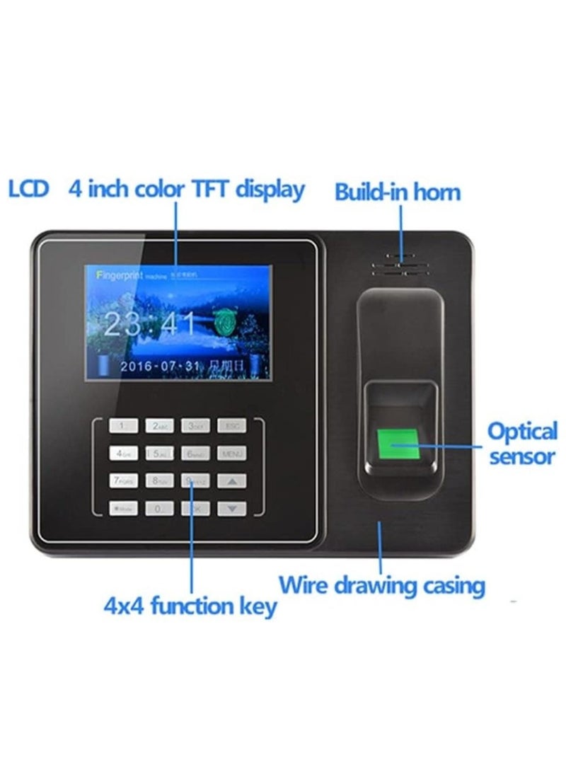Fingerprint Biometric Time Attendance System A9 with Large Color Screen, TCP/IP & WIFI Connectivity, Employee Attendance Tracker, TCP IP WIFI Based Fingerprint Biometric Time Attendance System
