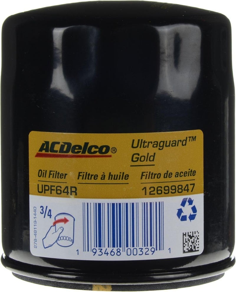 ACDelco Ultraguard Gold Oil Filter UPF64R for Chevrolet Malibu, Cadillac ATS, and Buick Regal