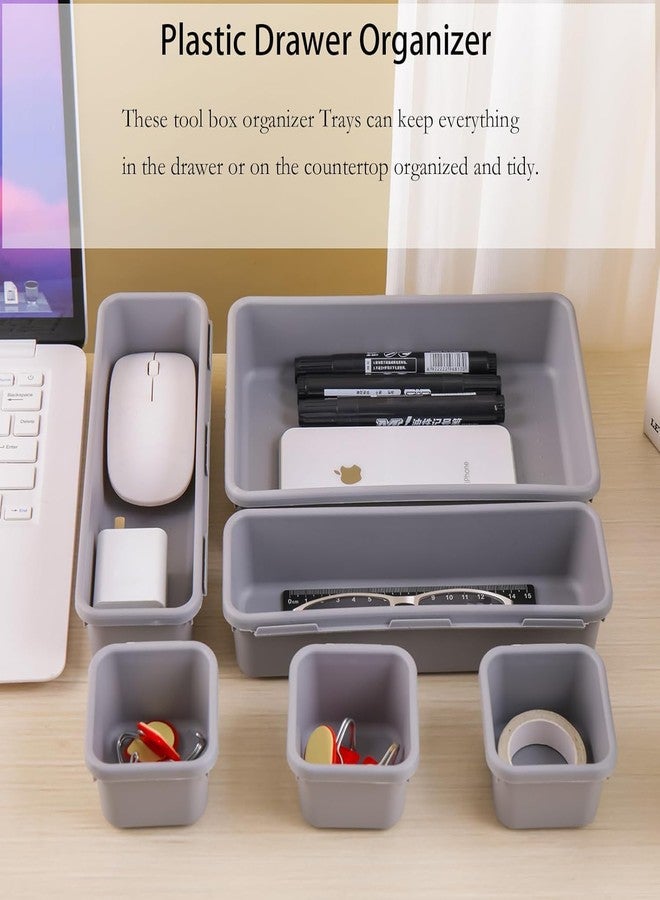 Cheet enterprise INTERLOCK CUTLERY SET OF 8 Plastic Drawer Dividers, Drawer Organizers, Dividers with 3 Sizes for Desk Storage Bins for Makeup, Desk, Bathroom, Office, Kitchen - Image 5
