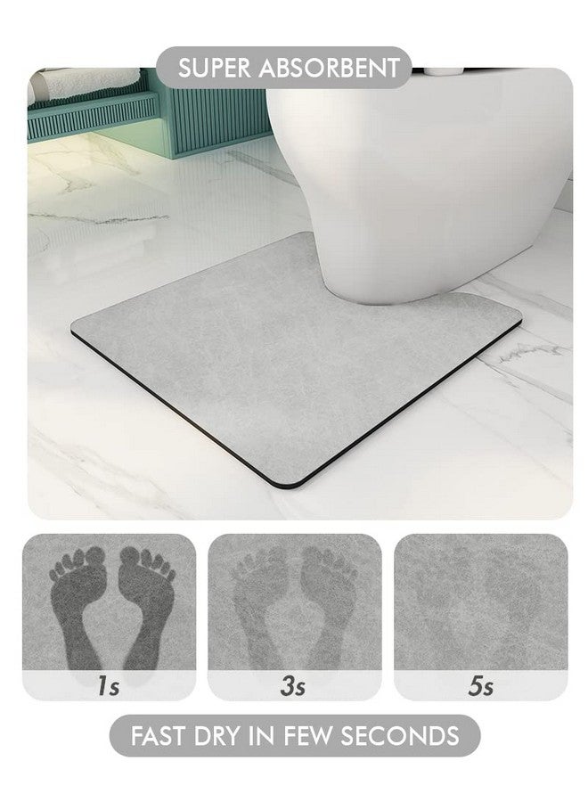 AMOAMI-Bathroom Toilet Rug Mat U Shaped-Absorbent Non Slip Grey Bathroom Rugs Mats-Easy Clean Quick Dry Bath Mats Rugs for Floor-24" x 20" - Image 3