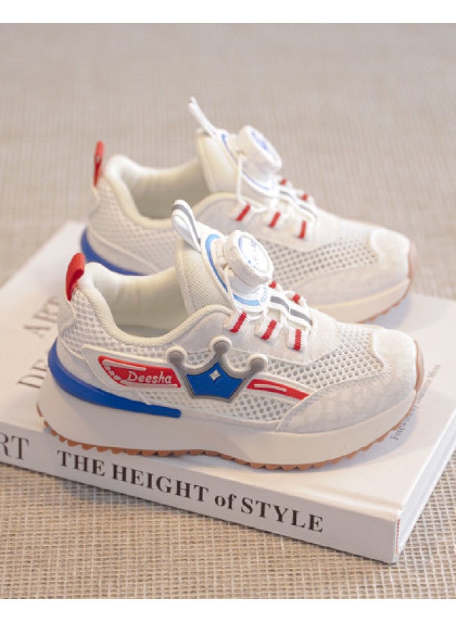 DEESHA Yuanqi Running Shoes Large Mesh Comfortable And Breathable Girls' Shoes Lightweight Bounce Cushioning Little Girls' White Sneakers Children's Athletic Shoes - Image 1