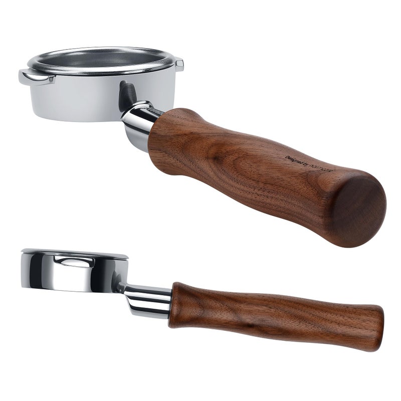 Normcore فلتر قهوة نقي 58 مم E61 لنظام ليت فليير 58 ECM روكيت E61 مجموعة رؤوس آلات الإسبريسو بدون قاع مع مقبض من الجوز الأمريكي 18 جرام