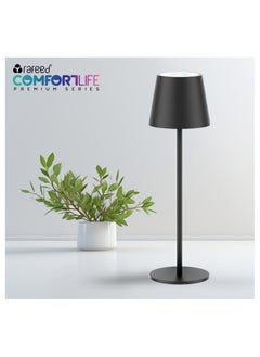 رافيد مصباح طاولة LED حديث قابل لإعادة الشحن – 3 واط، بخاصية التحكم باللمس، منفذ شحن USB-C، بطارية 4000 مللي أمبير، مقاومة IP52 – أسود  - Image 1