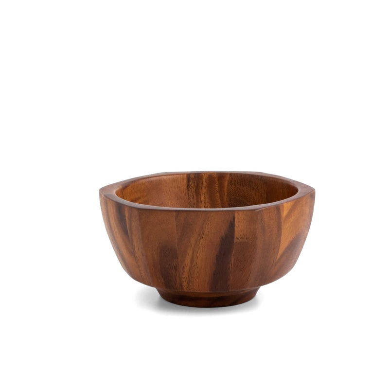 Nambe nambe Rivet Individual Salad Bowls | Set of 4 | Serve Pasta  Condiments  Dip  Fruit  Sauce  Nuts  Olives  and Salsa | Vegetable Prep Bowls | Made of Acacia Wood (7"" D x 3.5"" H) - Image 3