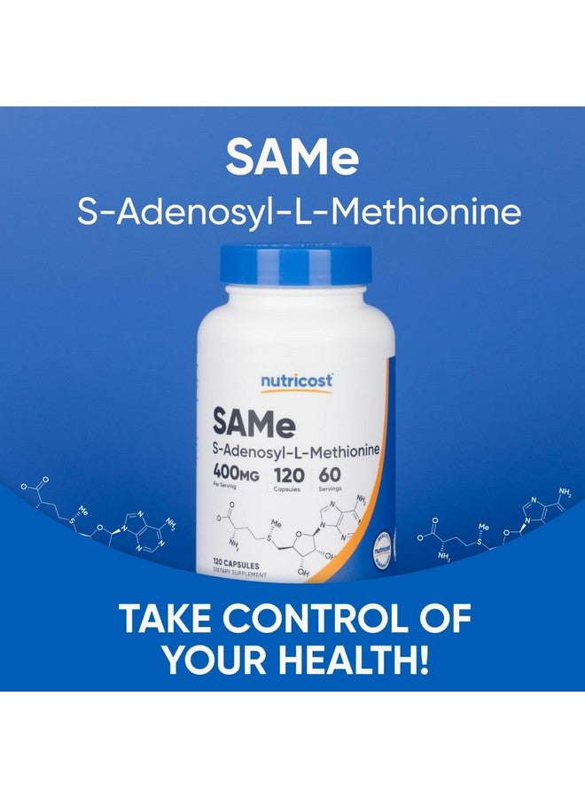 Nutricost SAM-e (S-Adenosyl-L-Methionine) 400mg Per Serving, 60 Servings, 200mg Per Capsule, 120 Capsules - Non-GMO, Gluten Free Same, Vegetarian - Image 5