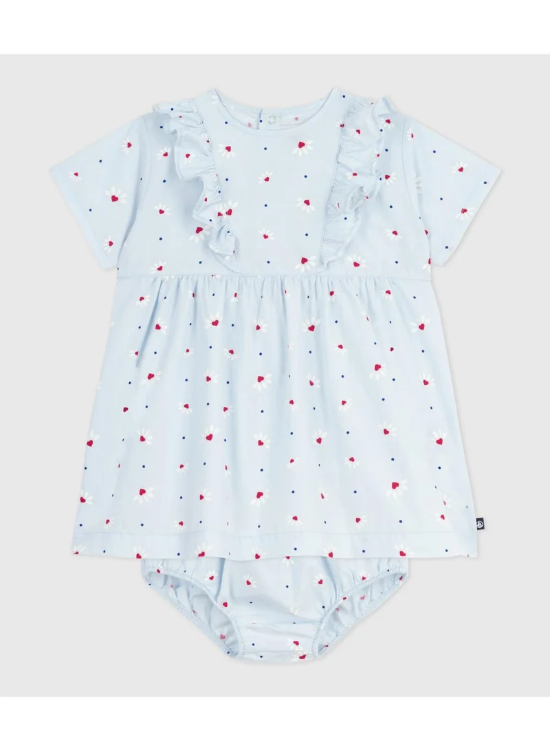 بيتي باتو Babies' short-sleeved short printed cotton dress with matching bloomers