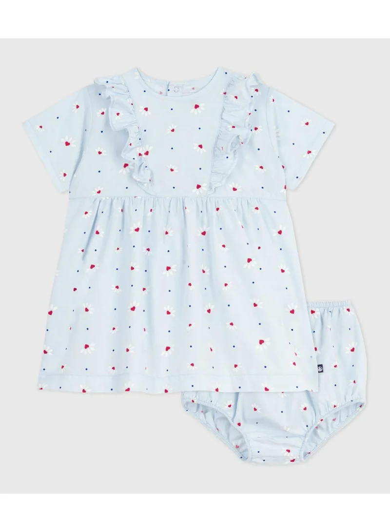 بيتي باتو Babies' short-sleeved short printed cotton dress with matching bloomers
