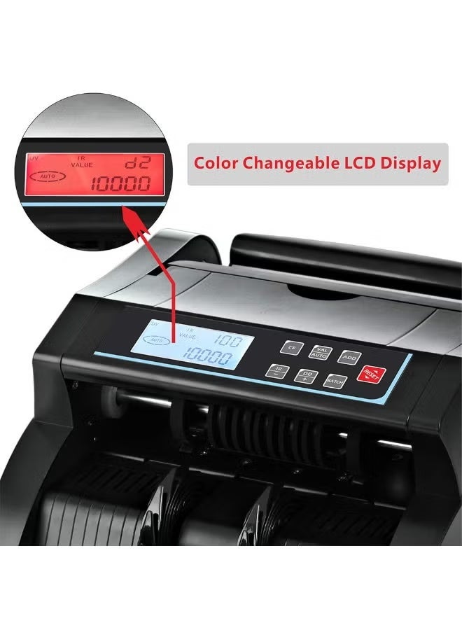 WALALLA Money Counter Machine Count Value,Support multiple banknotes, UV/MG/MT/IR/DD detection banknote counter, add+batch/add+amount mode money counter, cash counter with LCD display,Black - Image 5