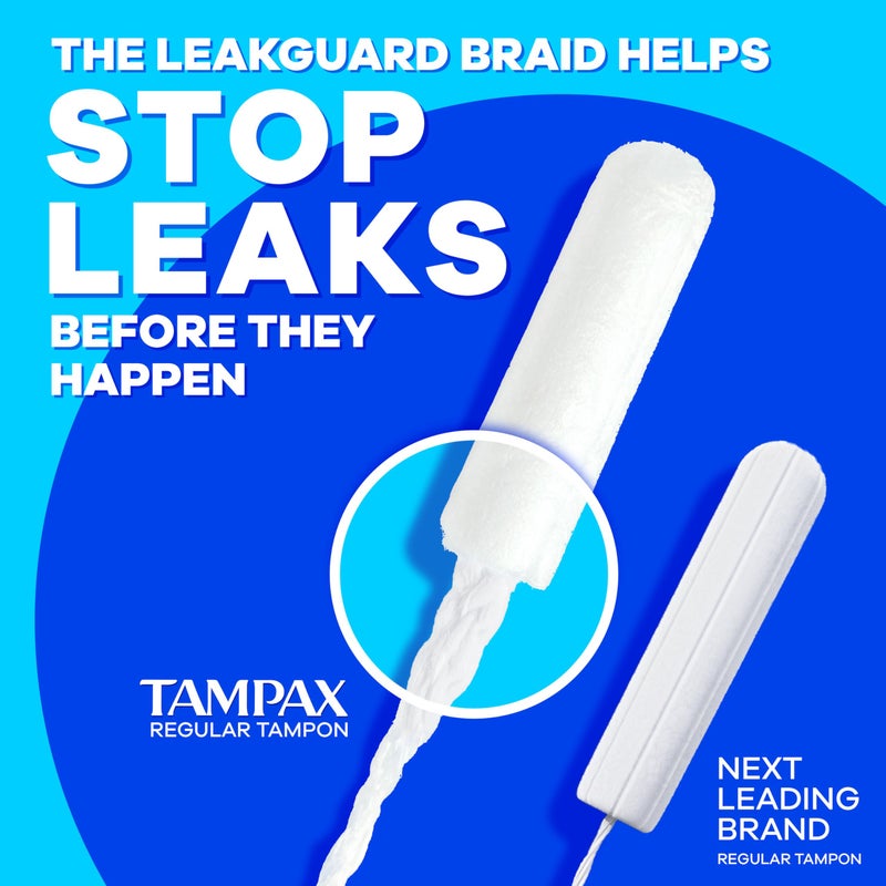 Tampax تامباكس بيرل تامبون للنساء عبوة متعددة، مع حافة مانعة للتسرب، امتصاص خفيف/عادي/فائق، بدون رائحة، 47 قطعة - Image 3