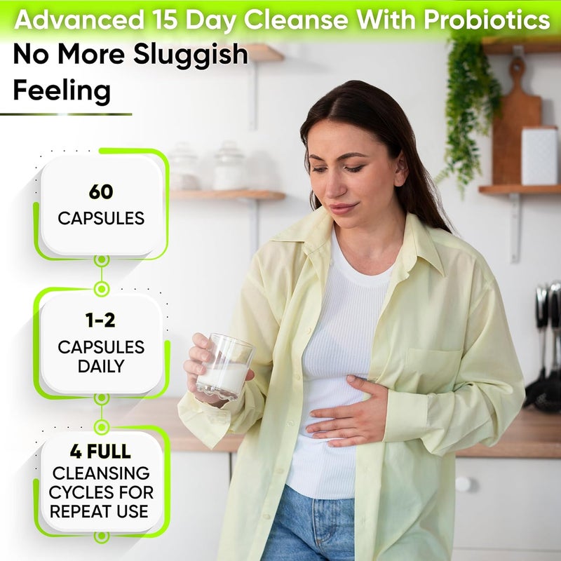 NutraPro 15 Day Gut Cleanse Detox for Women  Men  Advanced 15 Days Colon Cleanse with Probiotics and Psyllium Husk for Constipation Relief Digestive Health Colon Cleanser  Gut Health60 Caps - Image 4
