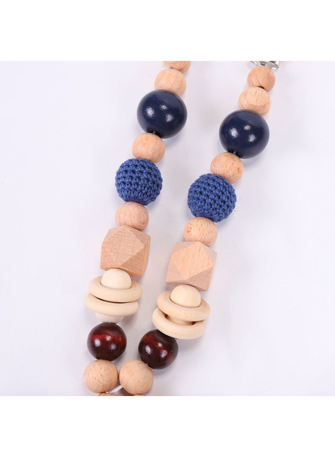 mengkai Nordic Style Baby Toy Pacifier Chain Three-piece Diy Wooden Cartoon Molar Chain Children Stroller Chain Pendant - Image 4