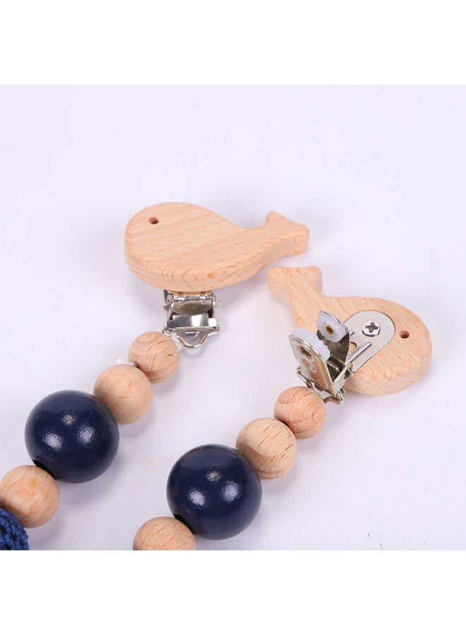 mengkai Nordic Style Baby Toy Pacifier Chain Three-piece Diy Wooden Cartoon Molar Chain Children Stroller Chain Pendant - Image 2