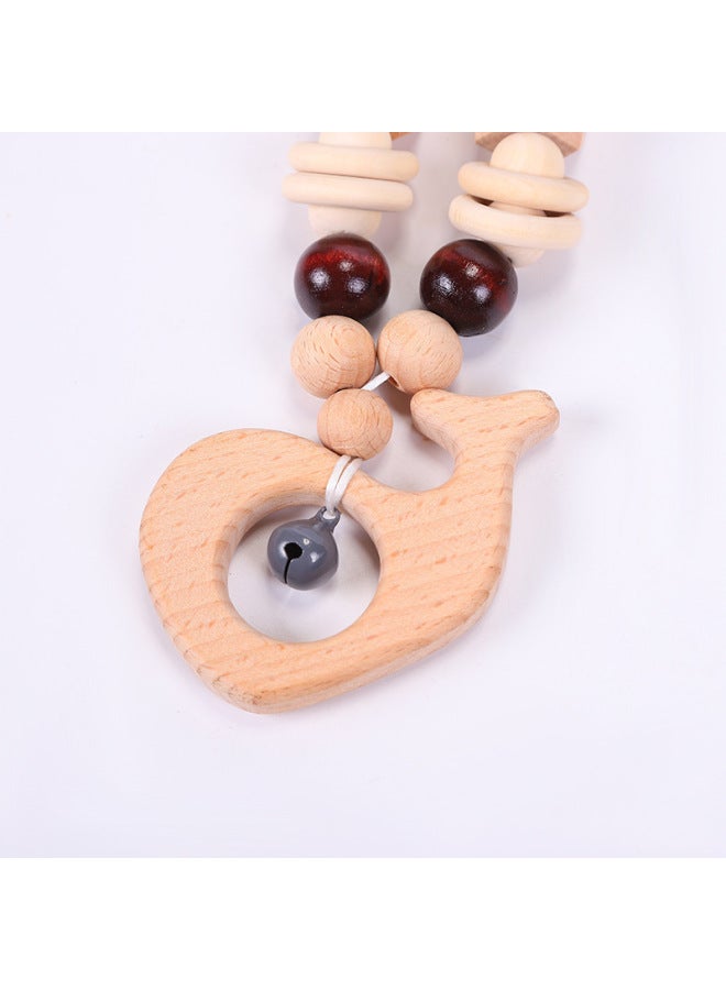 mengkai Nordic Style Baby Toy Pacifier Chain Three-piece Diy Wooden Cartoon Molar Chain Children Stroller Chain Pendant - Image 3