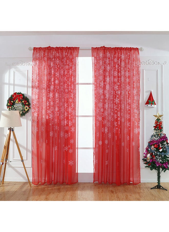 NIBEMINENT - Snowflake Pattern Window Curtain Red 31.5 x 78.7inch - Image 1