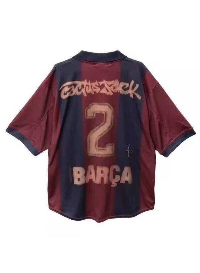 2000-2001 Barcelona home retro joint jersey short-sleeved t-shirt loose top summer breathable football uniform - Image 1