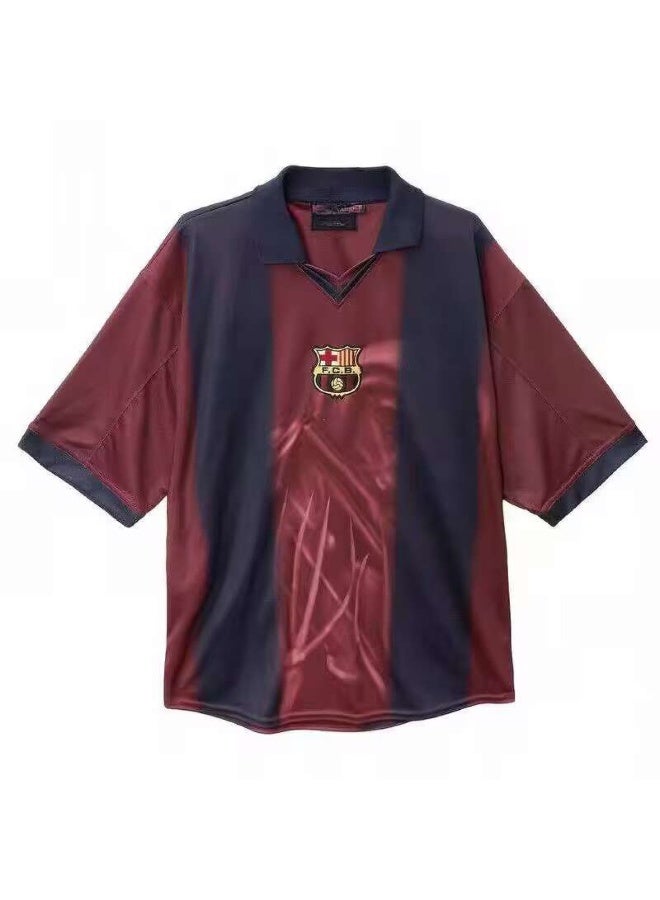2000-2001 Barcelona home retro joint jersey short-sleeved t-shirt loose top summer breathable football uniform - Image 2