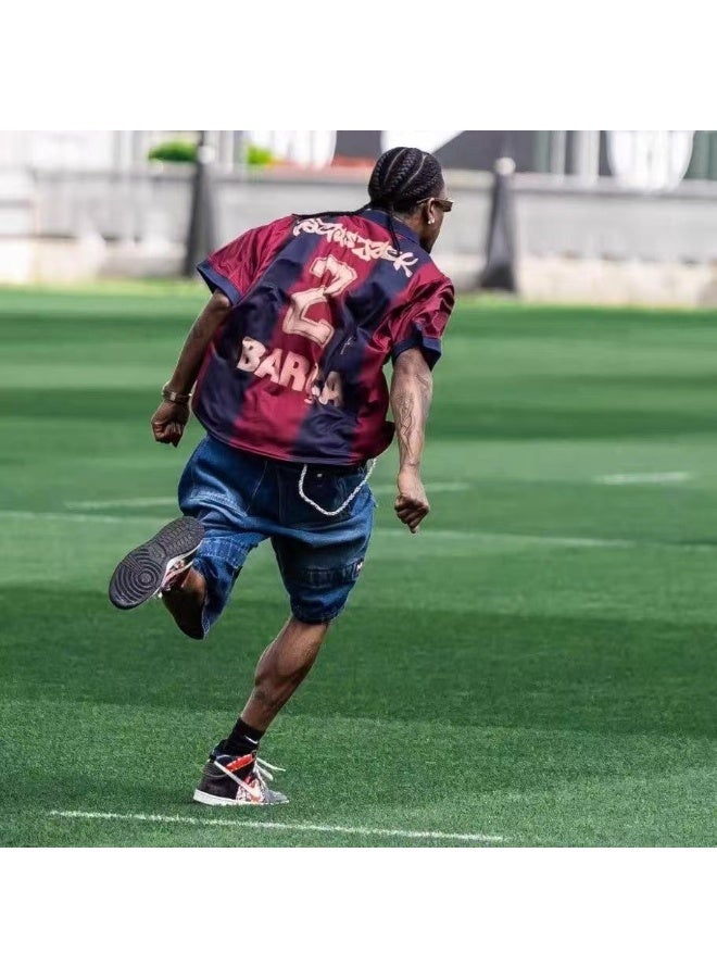 2000-2001 Barcelona home retro joint jersey short-sleeved t-shirt loose top summer breathable football uniform - Image 3