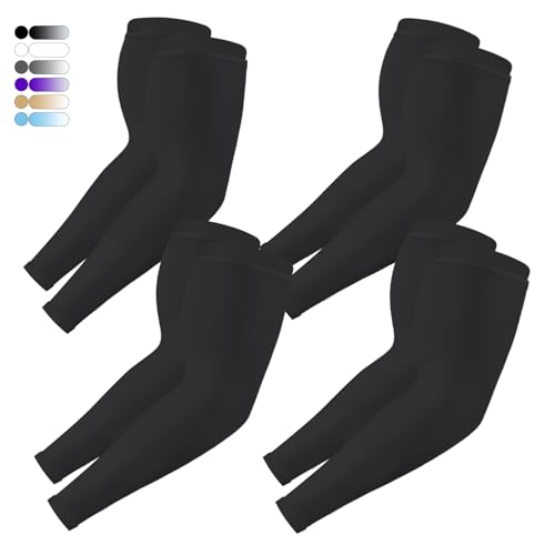 Feeke Arm Sleeves for Men Women: Sleeve to Cover Arms for Tattoo Cover Up - 4 Pairs UV Sun Protection UPF 50 Cooling Sports Arm Sleeve, Sun Sleeves for Football Basketball Baseball Golf (Black) - Image 1