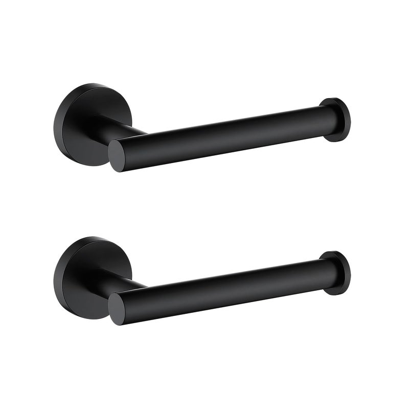TASTOS Toilet Paper Holder SUS304 Stainless Steel Round Size Matte Black 2 Pack - Image 1
