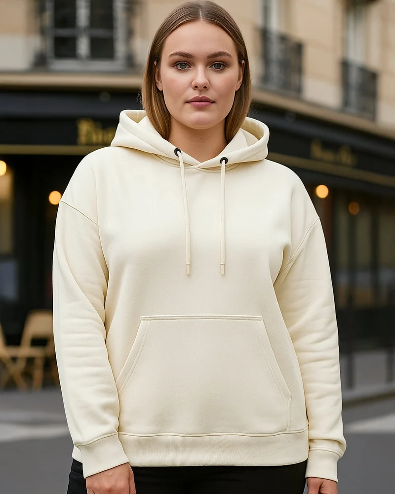 bewakoof Women's Beige Oversized Plus Size Hoodies