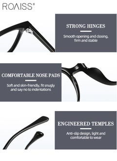 roaiss 4-in-1 Magnetic Polarized Clip-On Sunglasses Set, Blue Light Blocking Glasses with Magnetic Polarized Lens and Magnetic Night Vision Lens, Versatile Eyewear for Day and Night Use for Men and Women  - Image 5