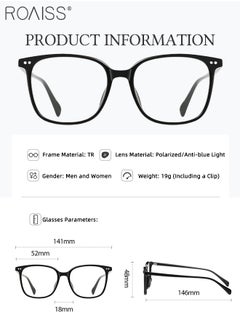 roaiss 4-in-1 Magnetic Polarized Clip-On Sunglasses Set, Blue Light Blocking Glasses with Magnetic Polarized Lens and Magnetic Night Vision Lens, Versatile Eyewear for Day and Night Use for Men and Women  - Image 4