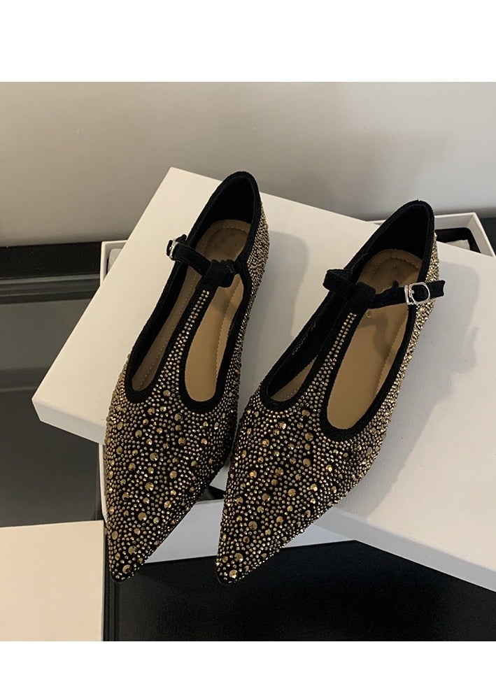 French Style Niche Fdiamond Soft Sole Flat Sole Single Shoe  - Image 1