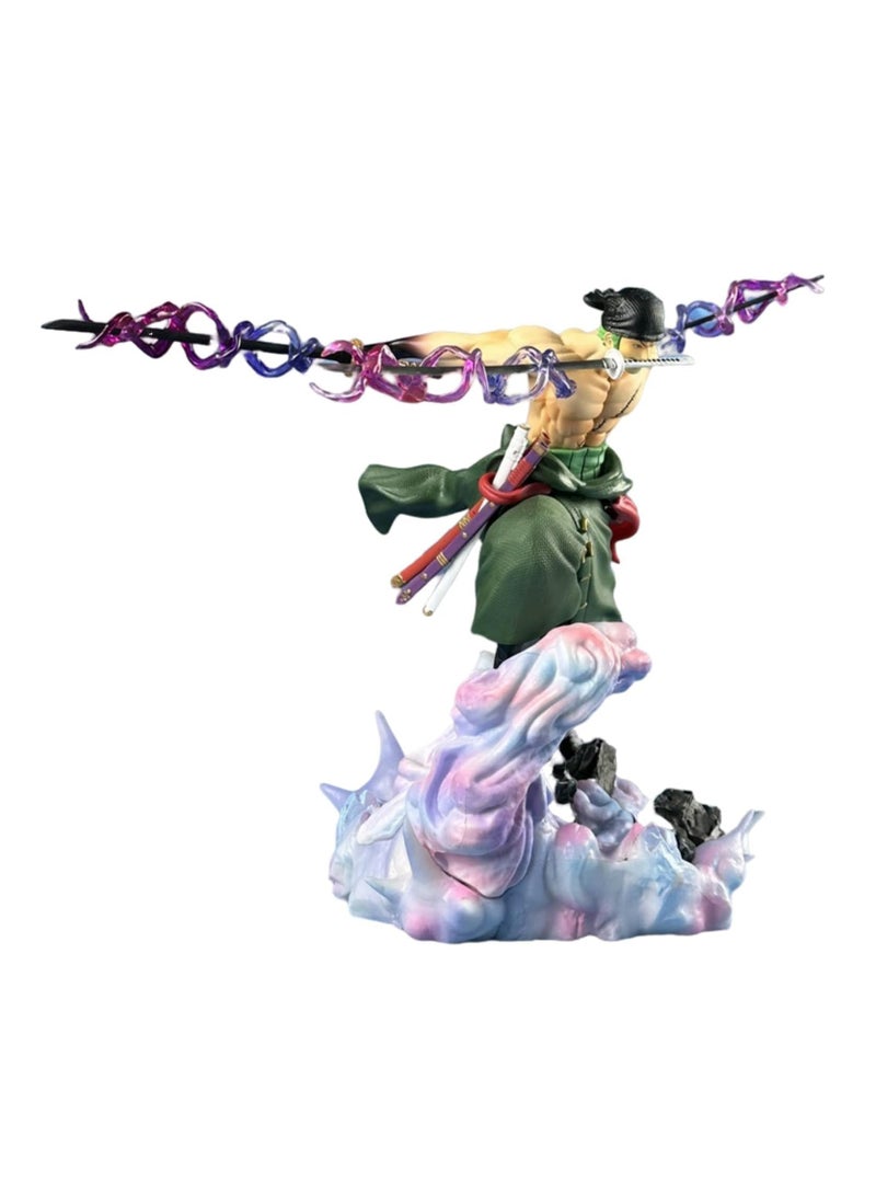 General ONE PIECE Three-knife flow Sauron, double-headed exchangeable battle scene GK statue animation figure model ornament (23.5cm)  - Image 2