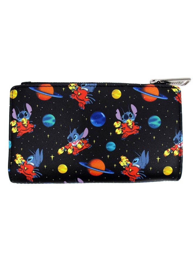 X Disney Lilo And Stitch In Space Alloverprint Flap Wallet (Black Multi One Size)