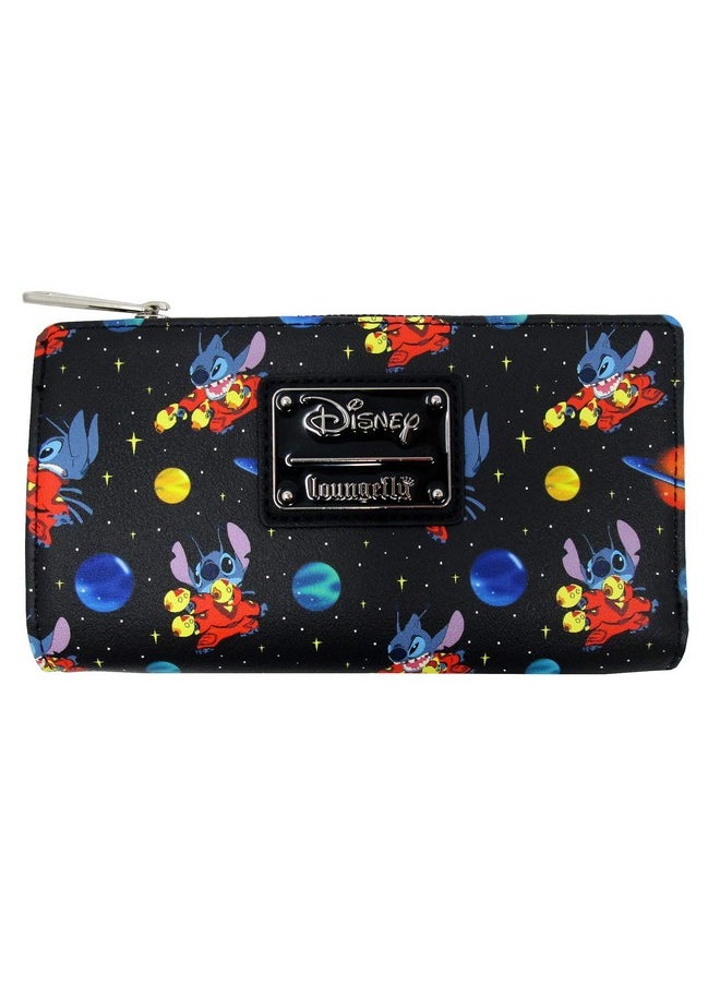 X Disney Lilo And Stitch In Space Alloverprint Flap Wallet (Black Multi One Size)