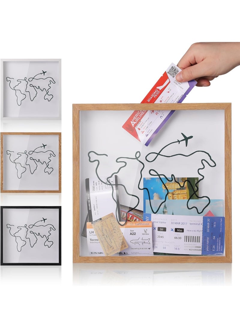 NANAO Adventure Archive Travel Memory Keepsake Life in a Box Frame with Non-Marking Nail for Travel Gifts Essentials, 8in Travel Collection Shadow Box Frame Display Case for Ticket Photo Postcard - Image 1