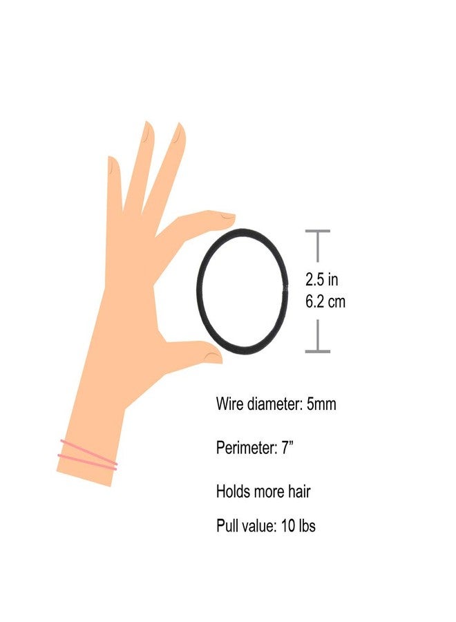 Minihope no-metal elastic hair ties, women's black thick large elastics, 5MM for thick hair 24 Count - Image 3