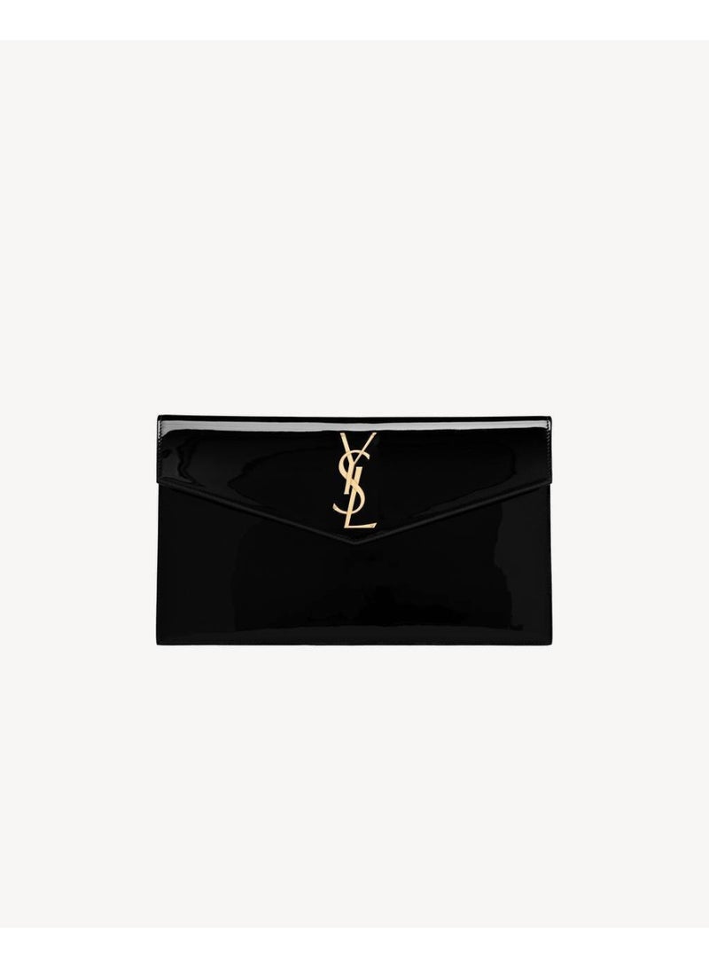 Saint Laurent Women's Uptown Pouch - Glossy Patent Leather - Black - Image 1