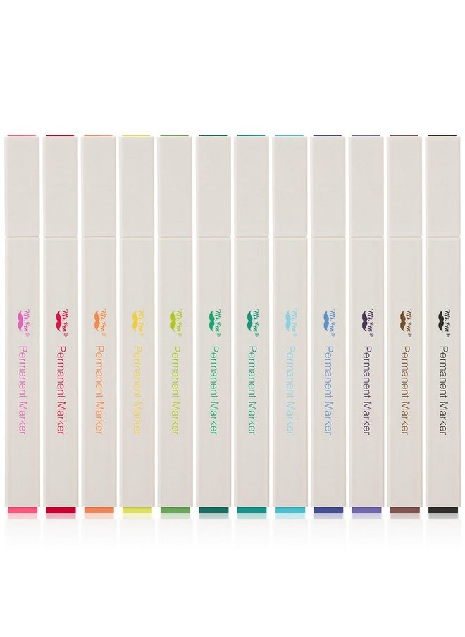 Mr. Pen - - Permanent Markers, 12 Colors, Fine Point, Aesthetic Color Permanent Markers, Colored Markers, Permanent Markers Assorted Colors, Colored Permanent Markers, Permanent Marker Set - Image 1