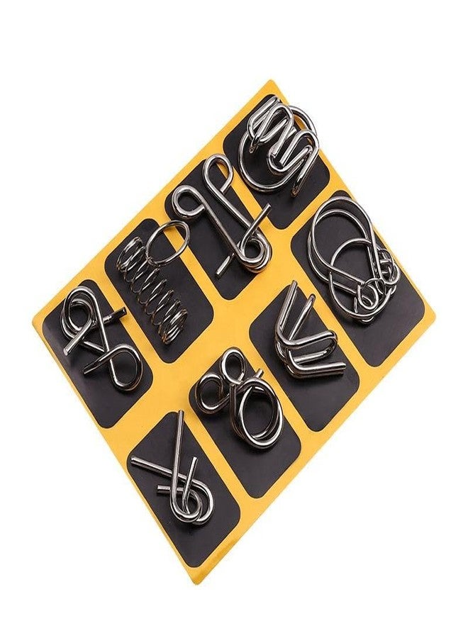 Pluspicks Brain Teasers Metal Wire Puzzle Set of 8 IQ Mental Puzzle Toys for Gifts, Party Favors, Prizes, Disentanglement Puzzle Unlock Interlock Toys IQ Brain Teaser Challenges (Multicolor Box) - Image 1