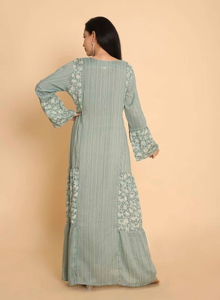 knee length dresses for ladies Rose Arabic Jalabiya with Intricate Crystal Design